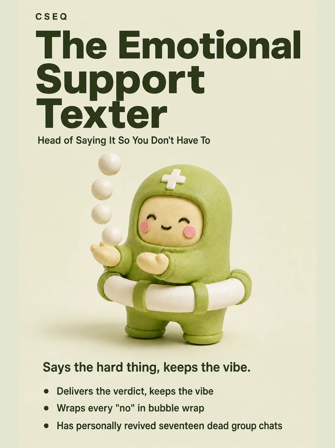 分享卡示例：The Emotional Support Texter（CSEQ · 英文版）